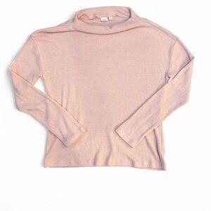 GAP Blush Pink Soft Texture MockNeck Ribbed Long Sleeve Sweater Coquette Size XS